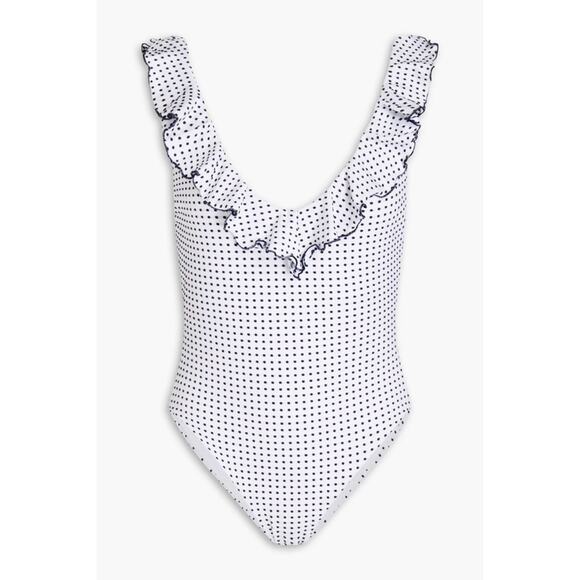 Eberjey Loreta Coastal Dot Ruffle One Piece Swimsuit M - Picture 9 of 9